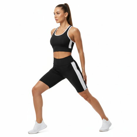 Classic Black Sprint Set - Women's Gym Shorts and Racerback Tank Top