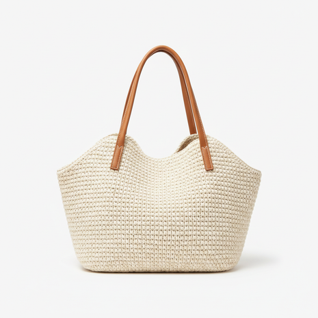 Ivory Woven Raffia Tote