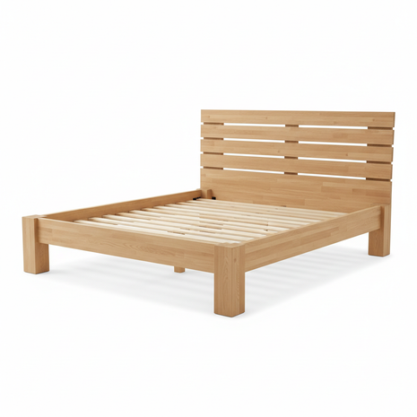 Solid Pine Bed Frame with Headboard