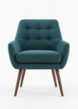 Velvet Accent Chair with Walnut Legs