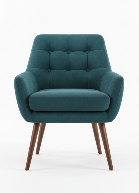 Velvet Accent Chair with Walnut Legs