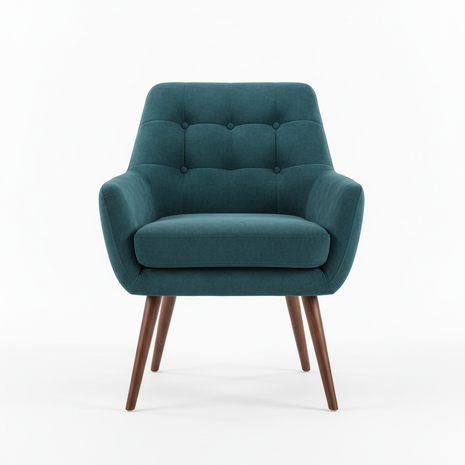 Velvet Accent Chair with Walnut Legs